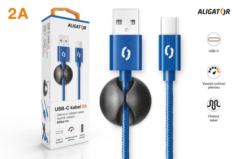 ALIGATOR datový kabel  PREMIUM 2A,  USB-C,  modrá1 