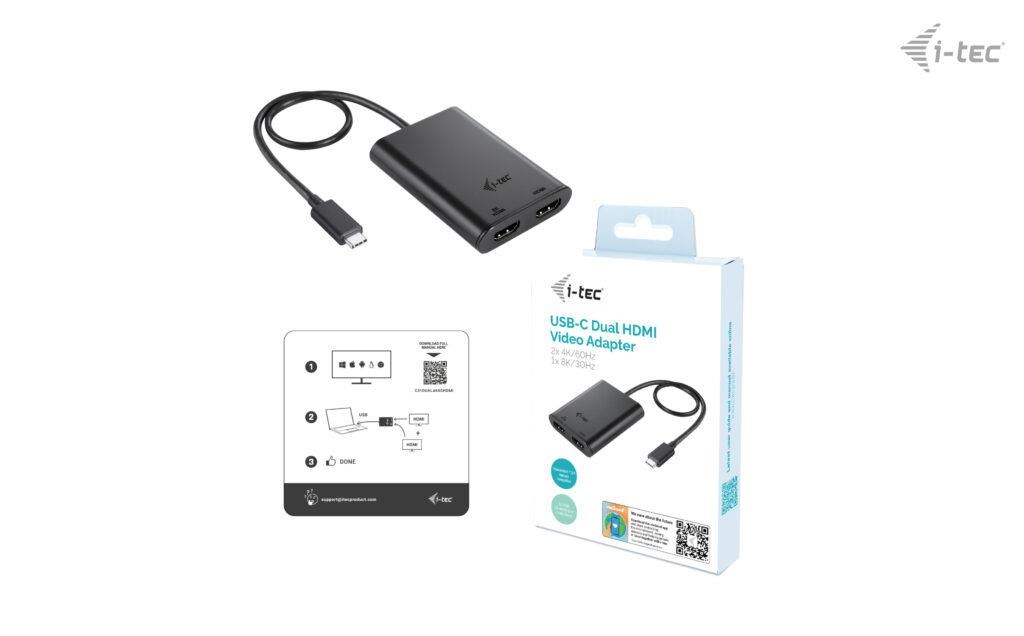 i-tec USB-C Dual 4K/60Hz (single 8K/30Hz) HDMI Video Adapter0 