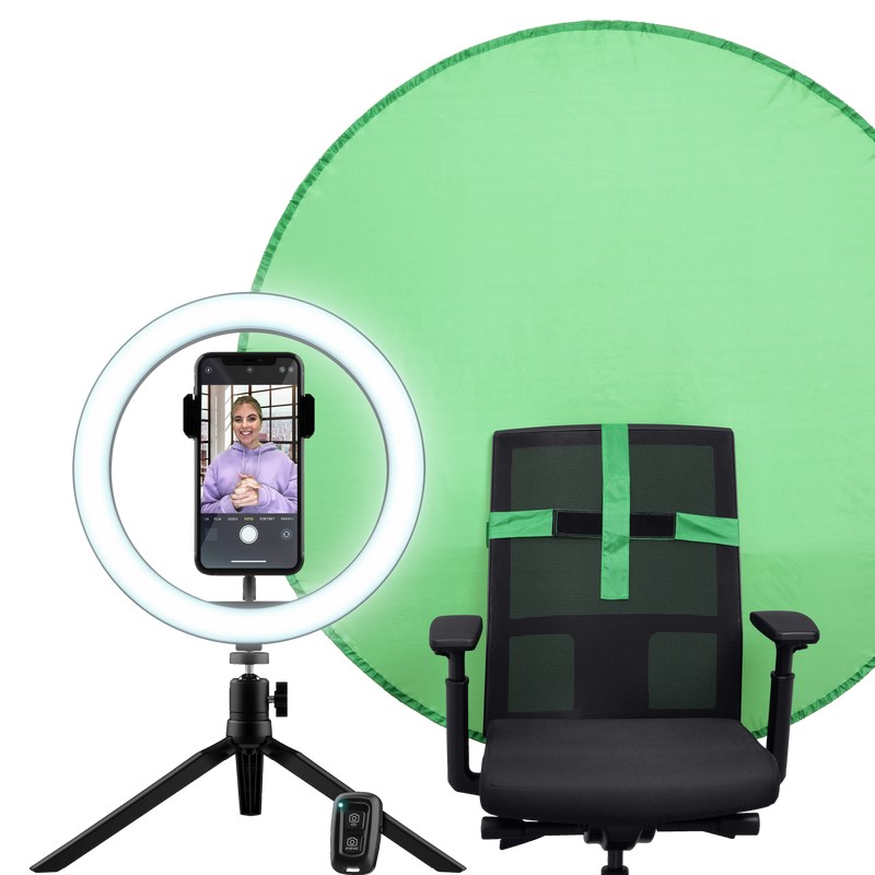 TRUST Kruhové Světlo + Green Screen Maku+ 2-in-1 Streaming Kit0 