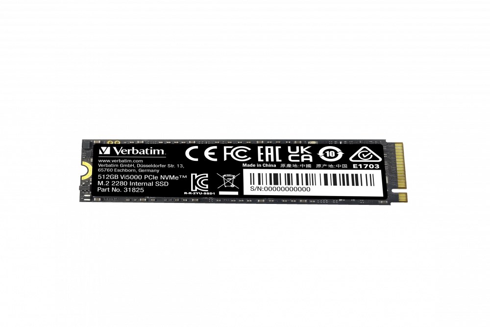 VERBATIM SSD Vi5000 Internal PCIe NVMe M.2 SSD 512GB ,  W2500/  R 5000 MB/ s3 