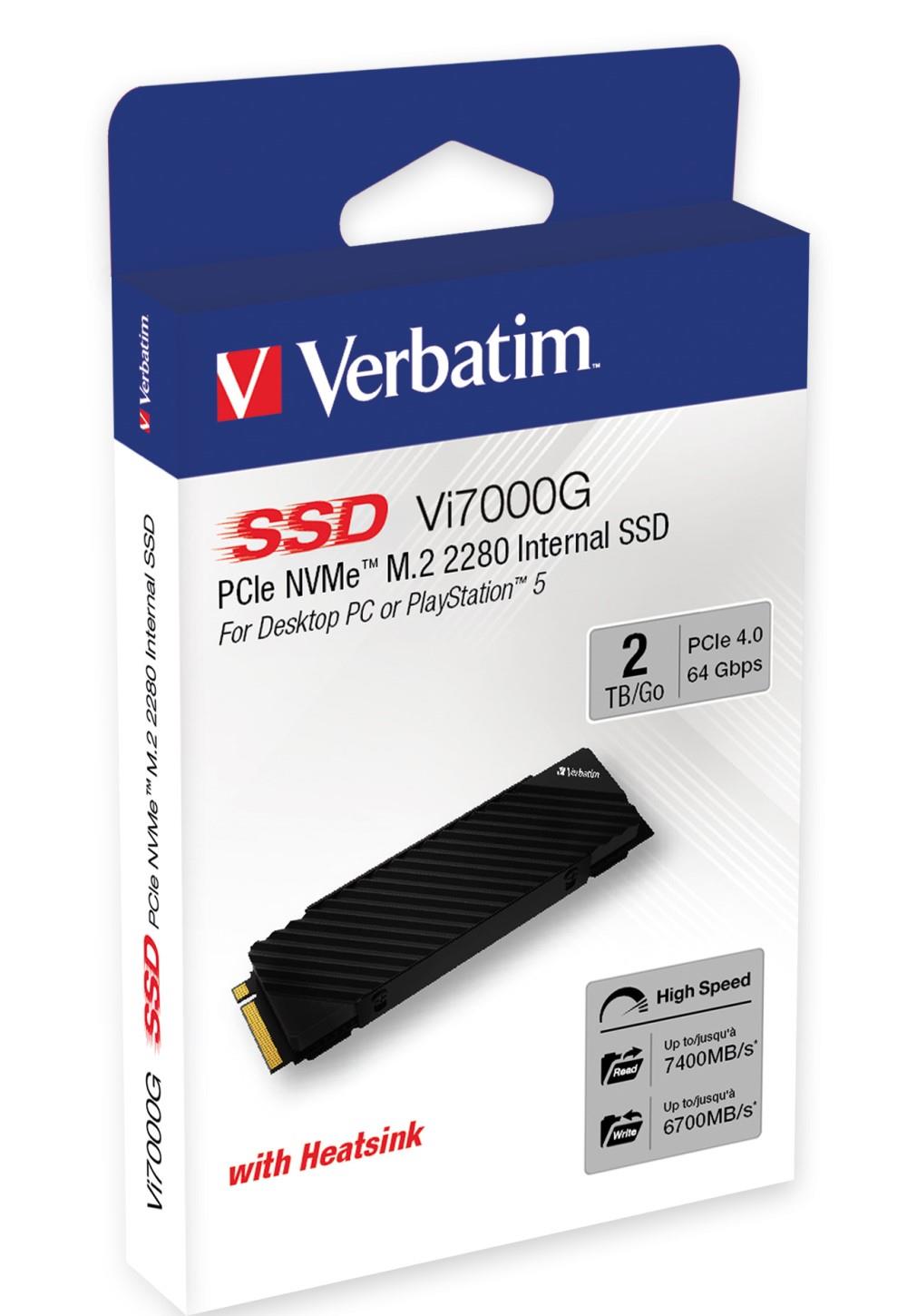 VERBATIM SSD Vi7000G Internal PCIe NVMe M.2 SSD 4TB ,  W 6700/  R 7400MB/ s4 