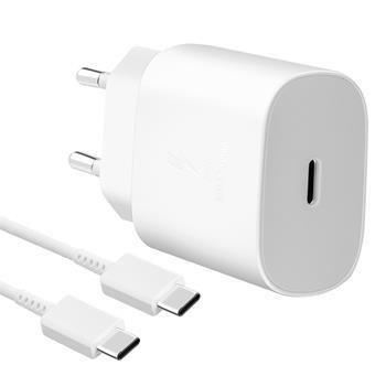 Samsung síťová nabíječka EP-TA800EWE + kabel EP-DA905BWE USB-C,  25W,  bílá,  (bulk)0 