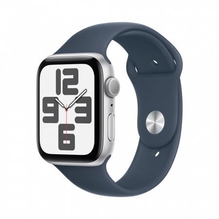 Apple Watch SE GPS 44mm Silver Aluminium Case with Storm Blue Sport Band - M/L0 
