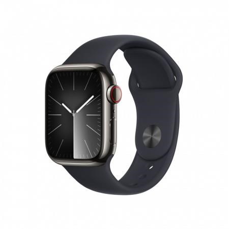 Apple Watch Series 9 GPS + Cellular 41mm Graphite Stainless Steel Case with Midnight Sport Band - S/M