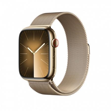 APPLE Watch Series 9 GPS + Cellular 45mm Gold Stainless Steel Case with Gold Milanese Loop0 