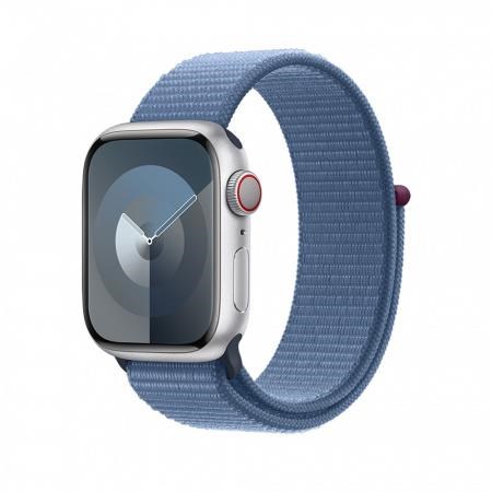 Apple Watch Series 9 GPS + Cellular 45mm Silver Aluminium Case with Winter Blue Sport Loop0 