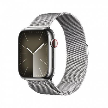 APPLE Watch Series 9 GPS + Cellular 45mm Silver Stainless Steel Case with Silver Milanese Loop0 