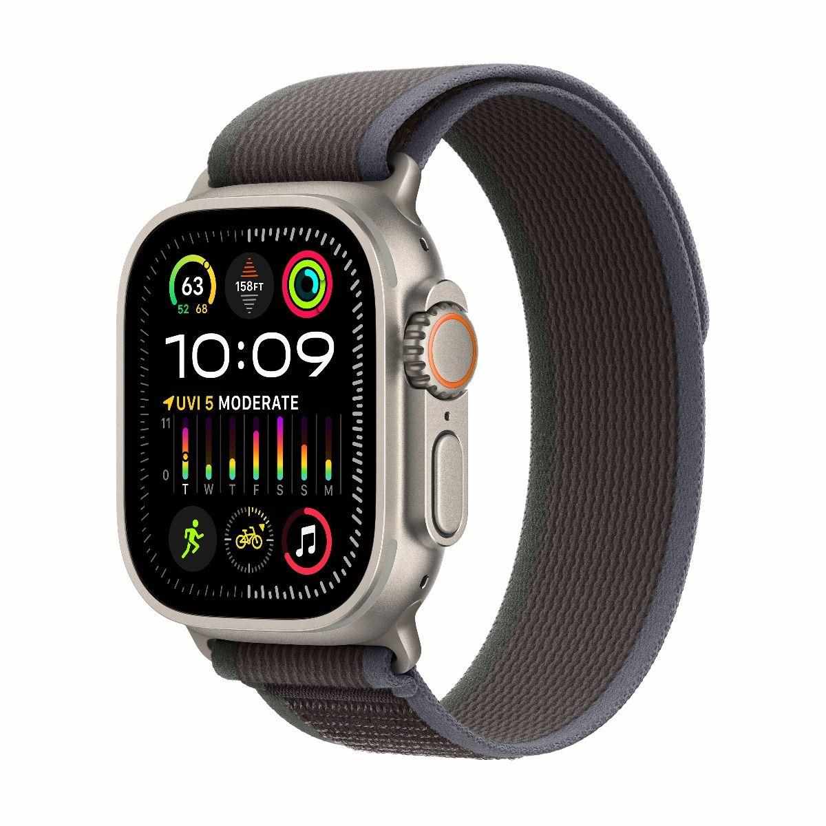 Apple Watch Ultra 2 GPS + Cellular, 49mm Titanium Case with Blue/Black Trail Loop - M/L0 