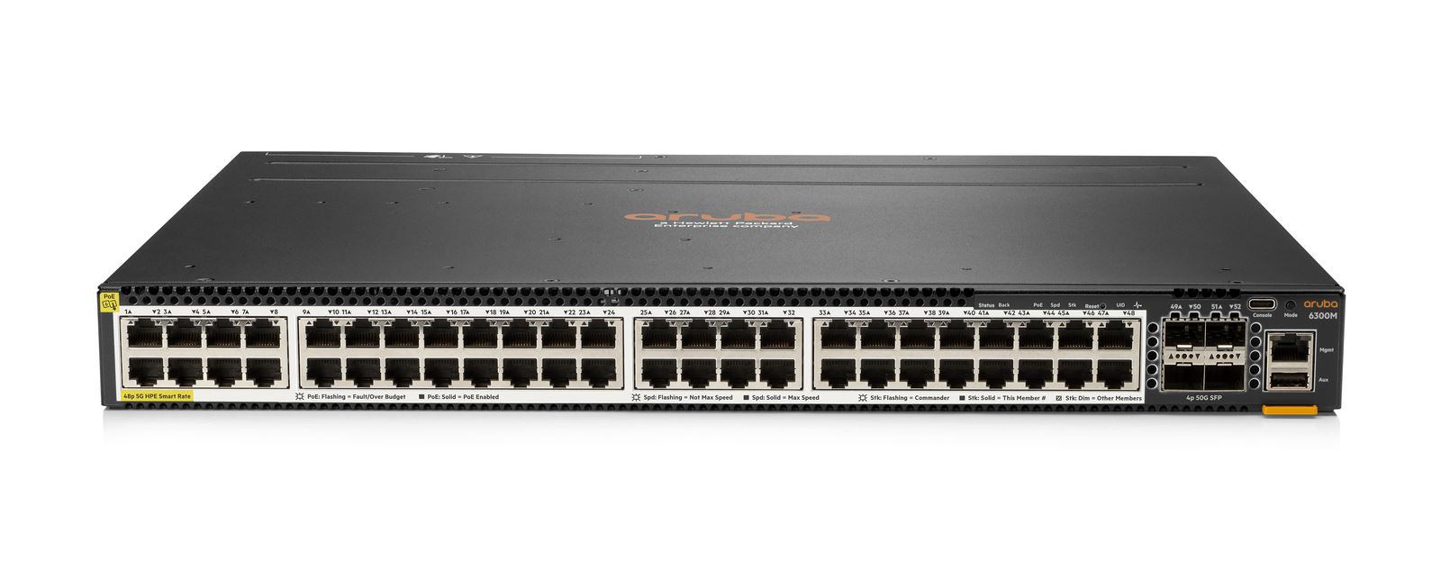 Aruba 6300M 48-port 1GbE Class 4 PoE and 4-port SFP56 Switch JL661A RENEW1 