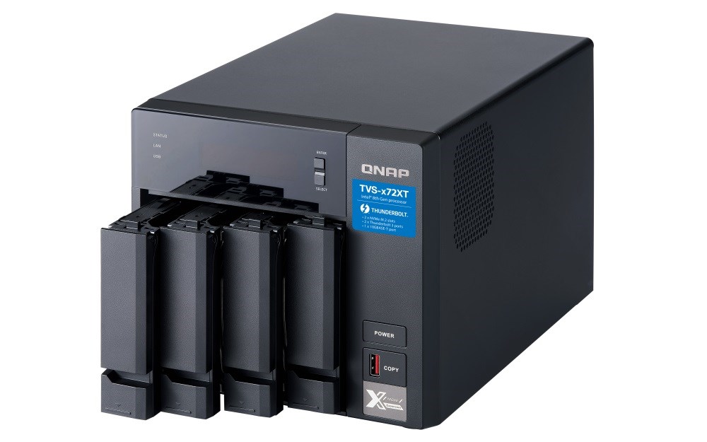 QNAP TVS-472XT-i3-4G (4C/ i3/ 4GBRAM/ 4xSATA/ 2xM.2/ 2xGbE/ 1x10GbE/ 5xUSB3.2/ 1xHDMI/ 2xTB3/ 2xPCIe)2 