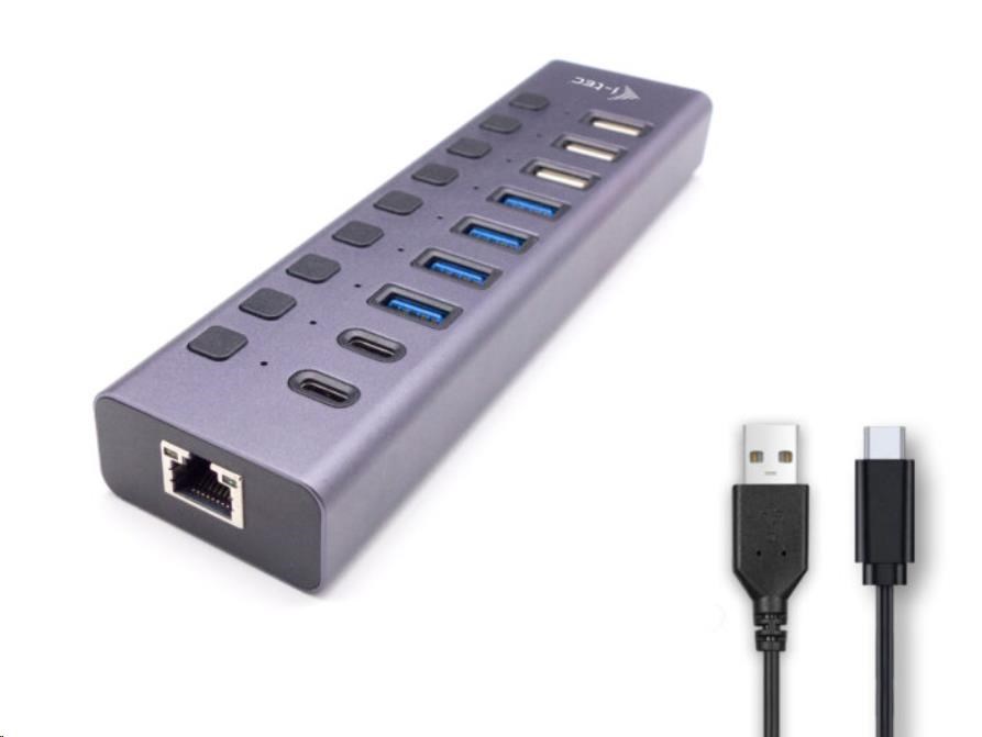i-tec USB 3.0/ USB-C nabíjecí HUB 9port LAN + Power Adapter 60 W4 
