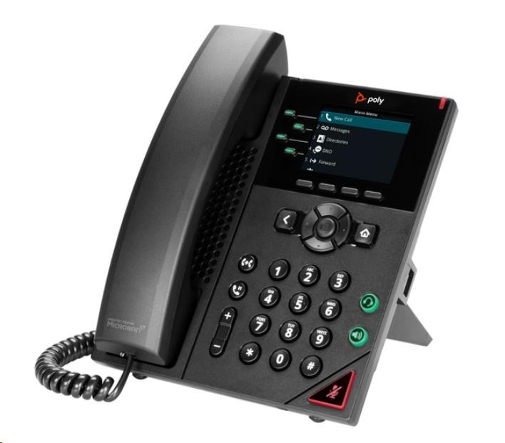 Poly VVX 250,  4linkový IP telefon,  PoE1 