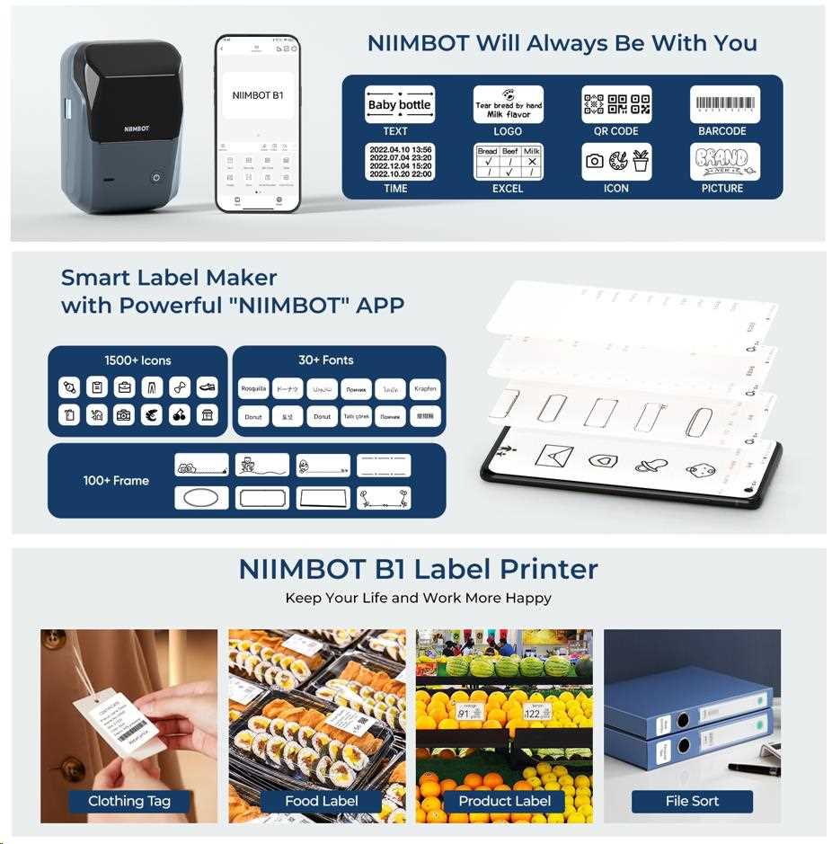 Niimbot Tiskárna štítků B1 Smart,  lake blue + role štítků 210ks6 