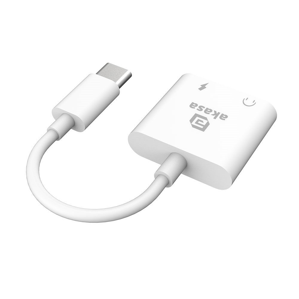 AKASA adaptér USB-C to 3.5mm Jack & PD 15W Nabíjecí port, bílá2 