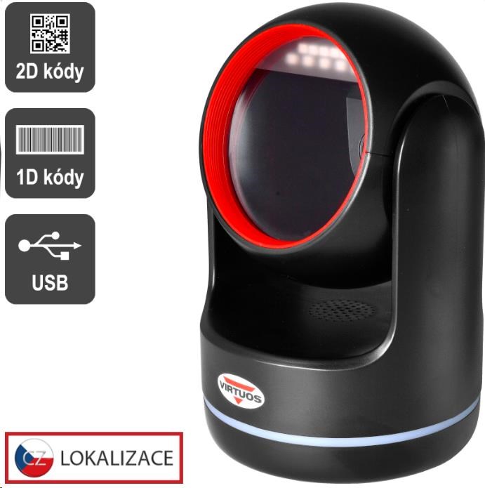 Virtuos CCD 2D čtečka Virtuos HT-861A,  stacionární,  USB,  černá0 