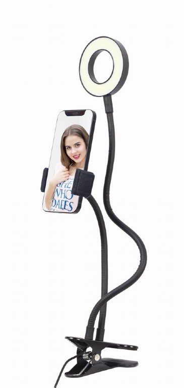 GEMBIRD selfie kampička LED ring s držákem telefonu, USB0 