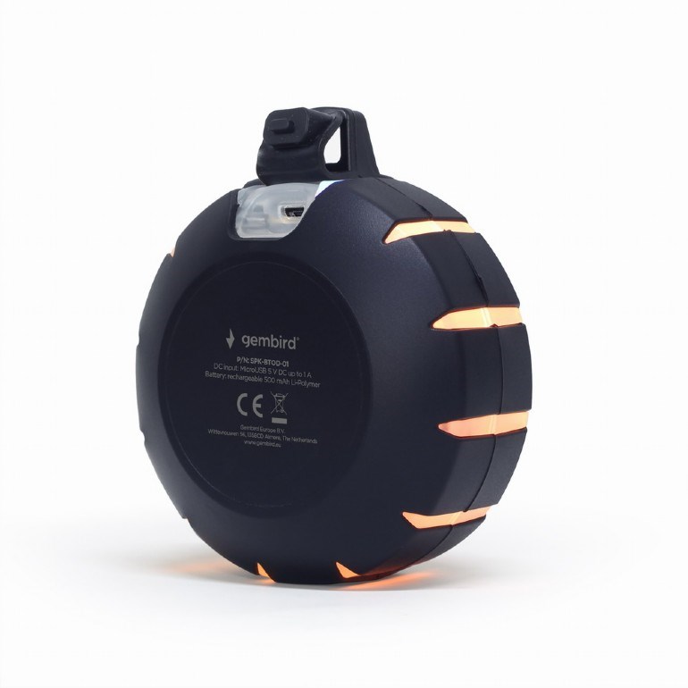 GEMBIRD Repro SPK-BTOD-01, Outdoor, Bluetooth, 3W, RGB LED podsvícení, černá2 