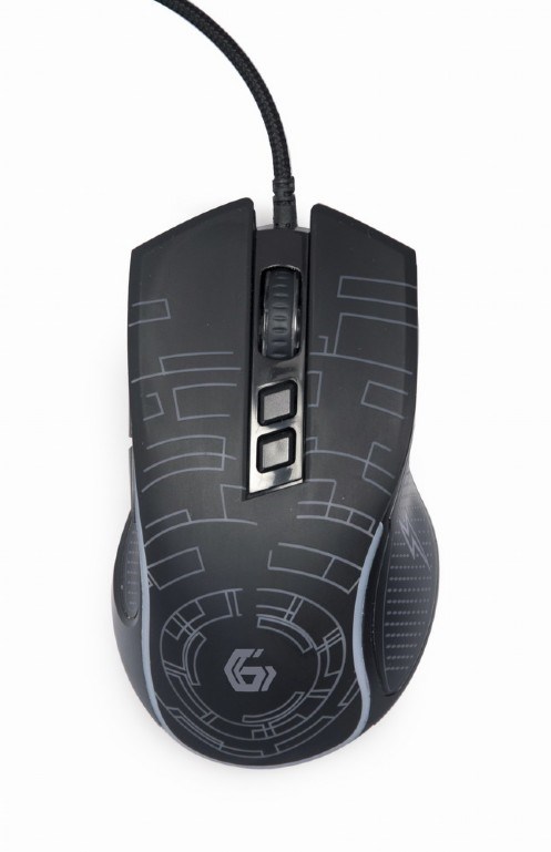 GEMBIRD myš MUSG-RGB-01,  podsvícená,  7 tlačítek,  černá,  3600DPI,   USB1 