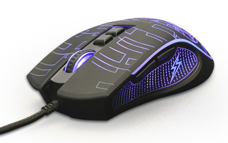 GEMBIRD myš MUSG-RGB-01,  podsvícená,  7 tlačítek,  černá,  3600DPI,   USB3 