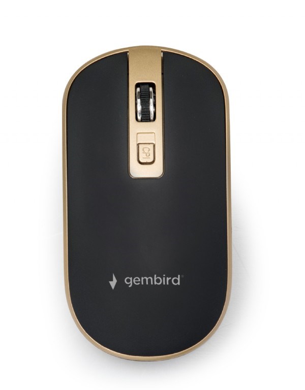 GEMBIRD myš MUSW-4B-06,  černo-zlatá,  bezdrátová,  USB nano receiver0 