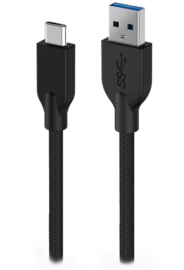 GENIUS nabíjecí kabel ACC-A2CC-3A,  100cm,  USB-A na USB-C,  3A,  QC3.0,  opletený,  černý0 