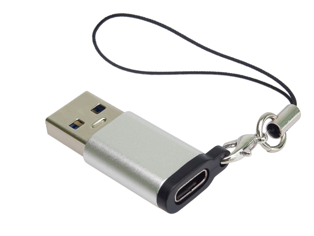 PremiumCord Adaptér USB3.0 A male - USB-C Female,  stříbrná s očkem na zavěšení0 
