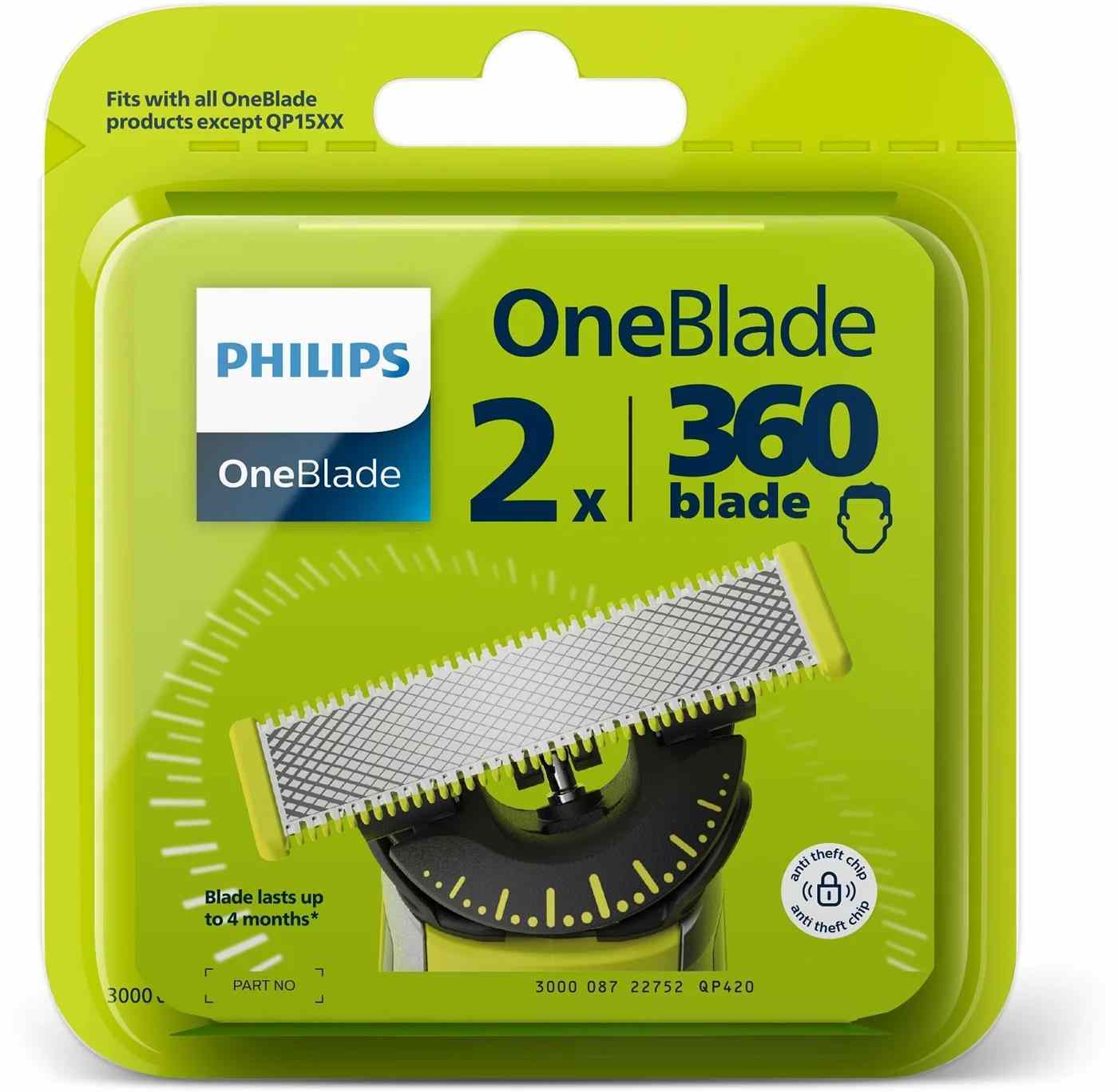 Philips OneBlade QP420/ 50 náhradní břity 360,  2 ks1 