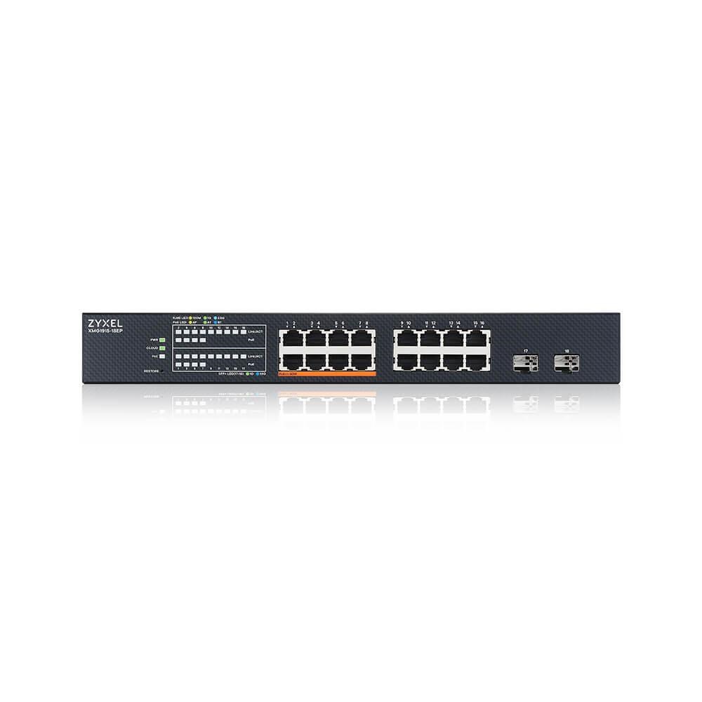 Zyxel XMG1915-18EP,  16-port 2.5GbE,  2 SFP+,  8 x PoE++ 180W  Smart Switch,  hybird mode,  standalone or NebulaFlex Cloud0 