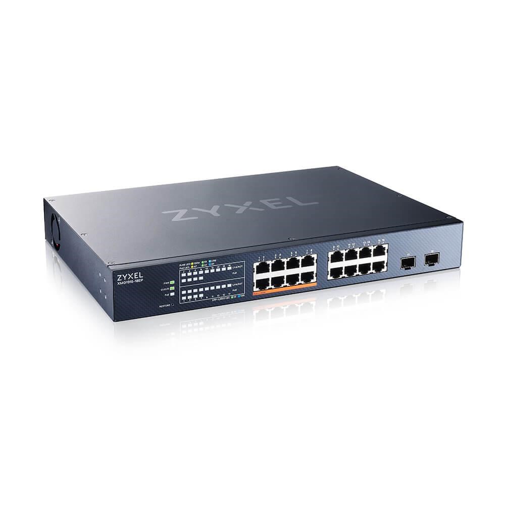 Zyxel XMG1915-18EP,  16-port 2.5GbE,  2 SFP+,  8 x PoE++ 180W  Smart Switch,  hybird mode,  standalone or NebulaFlex Cloud1 