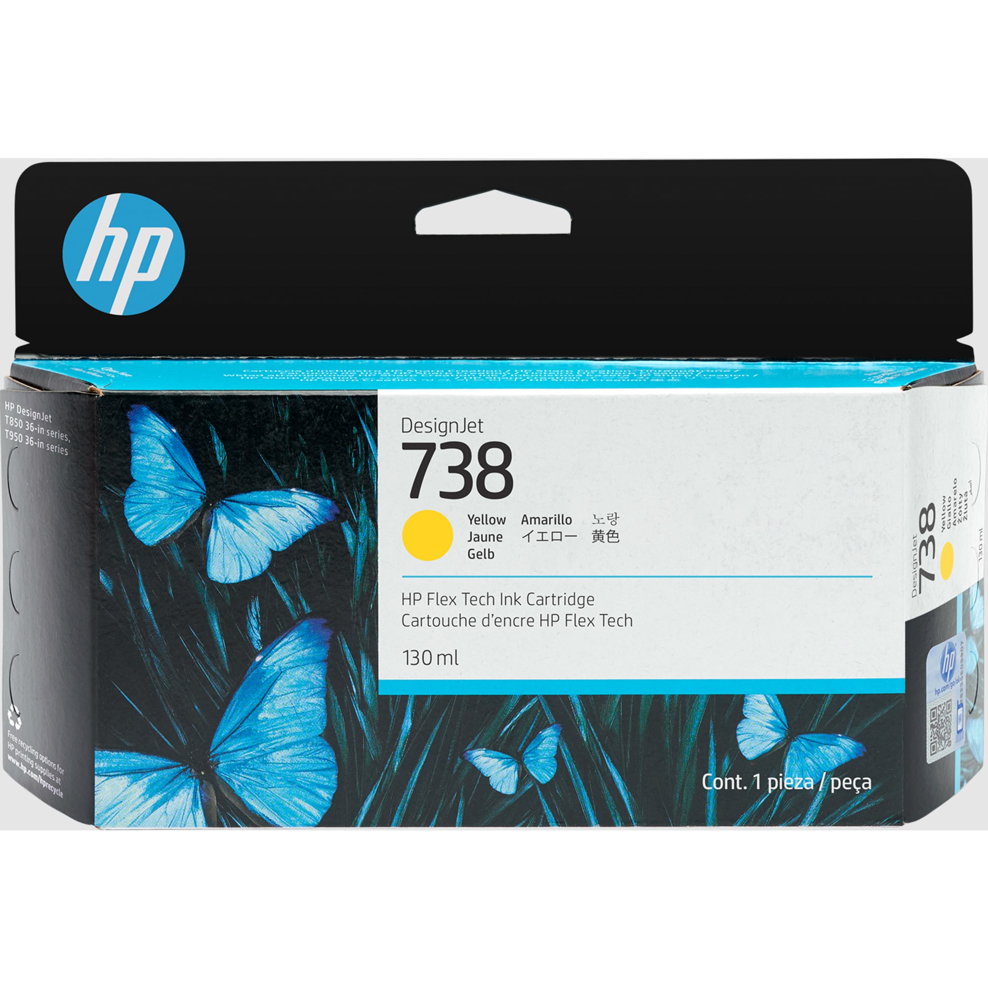 HP 738 130-ml Yellow DesignJet Ink Cartridge6 