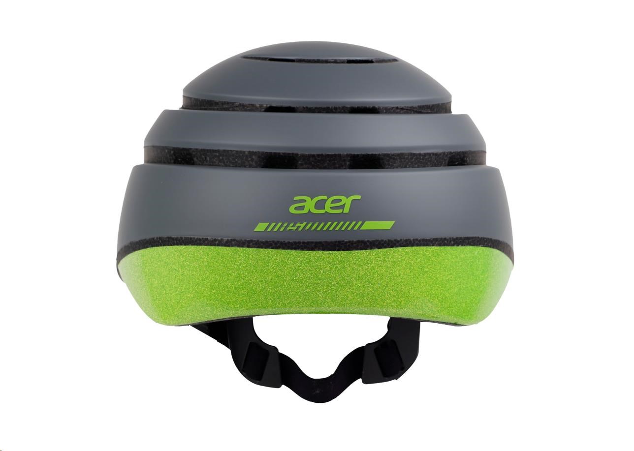 ACER Foldable Helmet (skládací helma),  šedá se zeleným reflexním pruhem vzadu,  velikost M (56-59 cm),  340 gr1 
