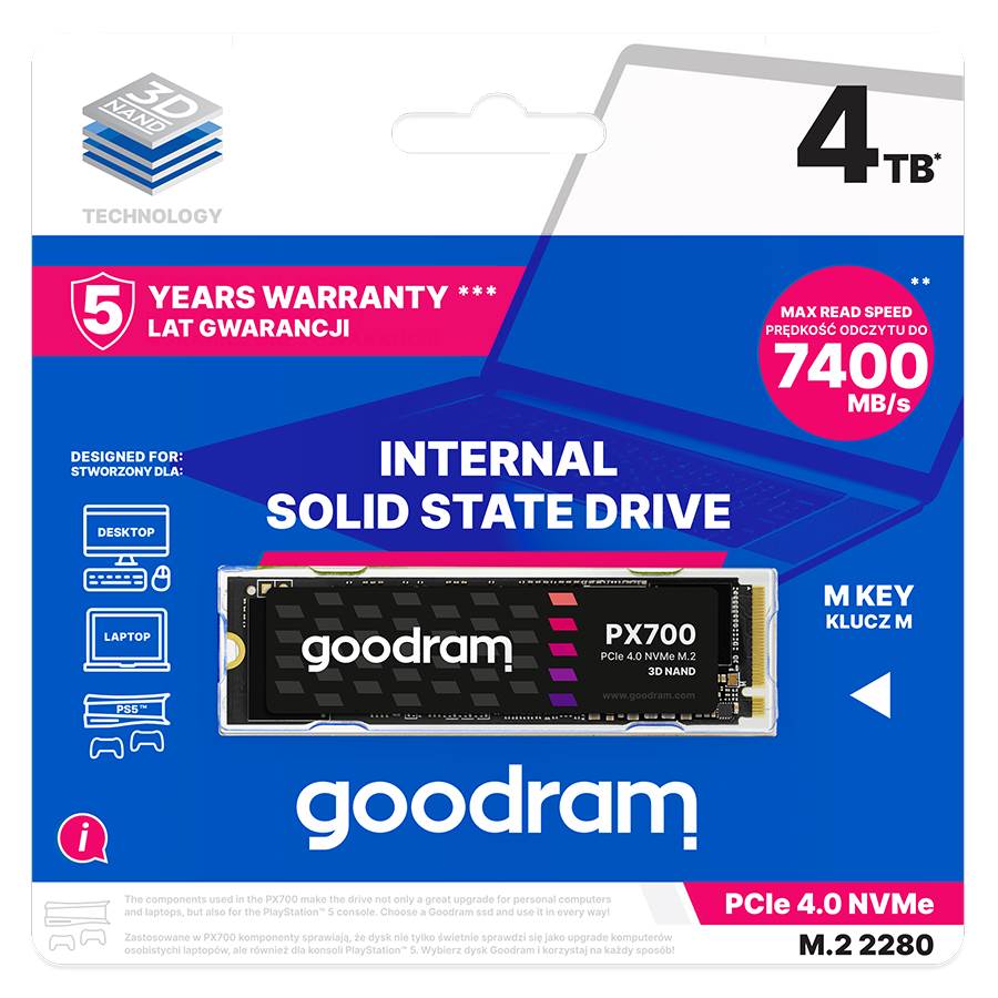 GOODRAM SSD PX700 4TB,  M.2 2280 ,  PCIe Gen4x4,  NVMe2 