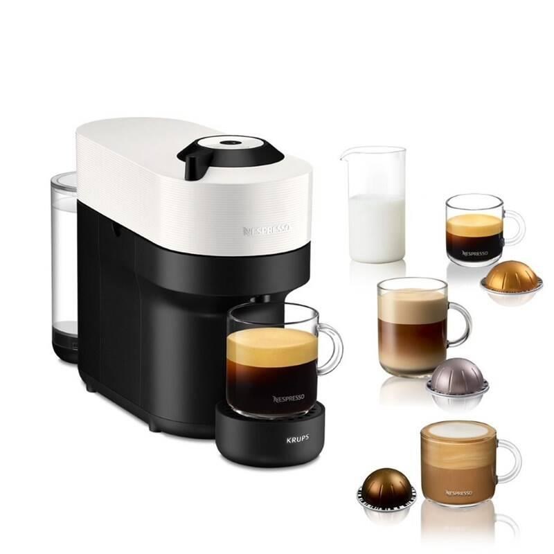 Krups Nespresso XN920110 Vertuo Pop kapslový kávovar,  1500 W,  Wi-Fi. Bluetooth,  4 velikosti kávy,  bílý1 