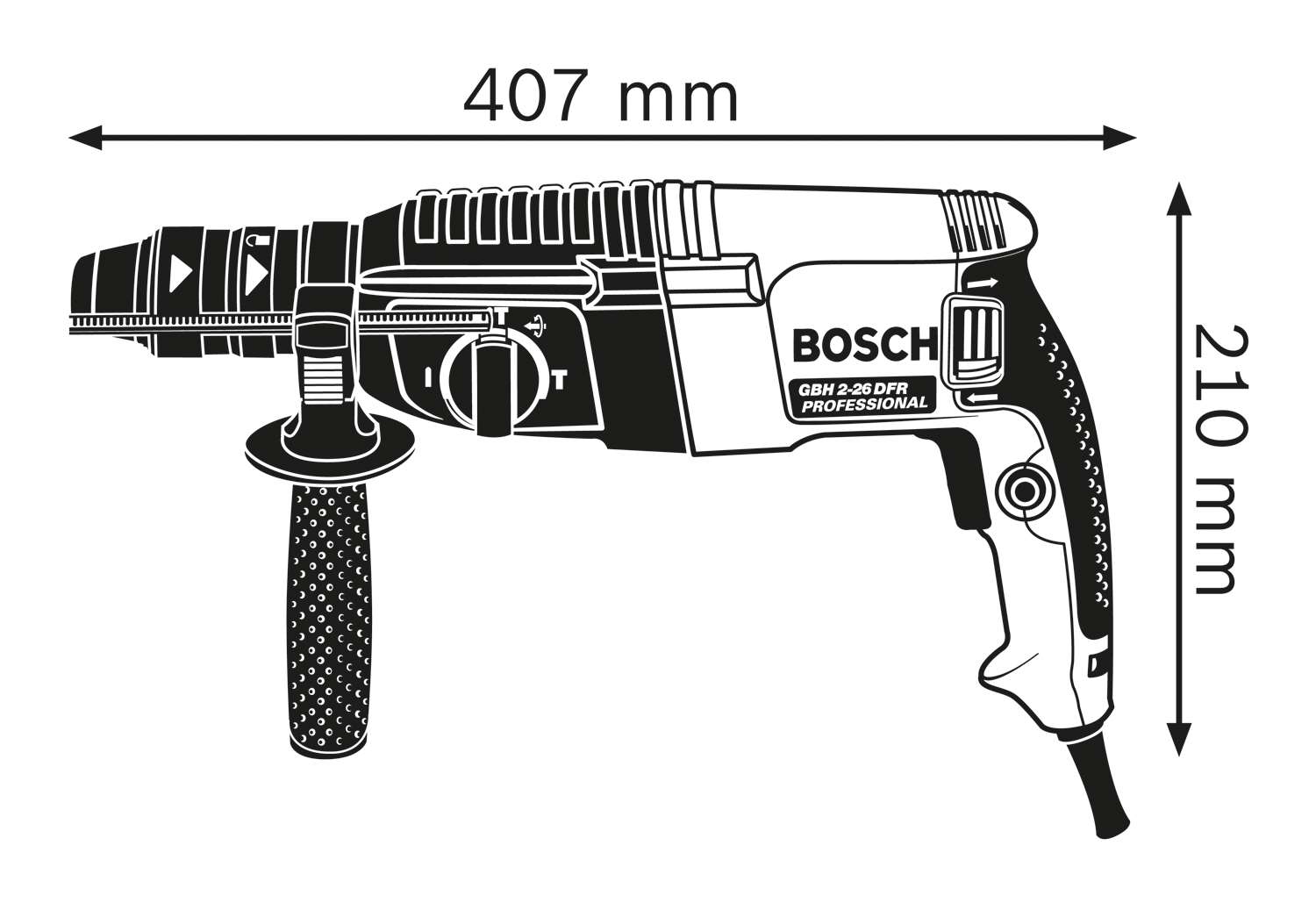 BOSCH GBH 2-26 DFR,  vrtací kladivo s SDS plus,  800 W,  příklep 3 J,  4 – 26 mm2 