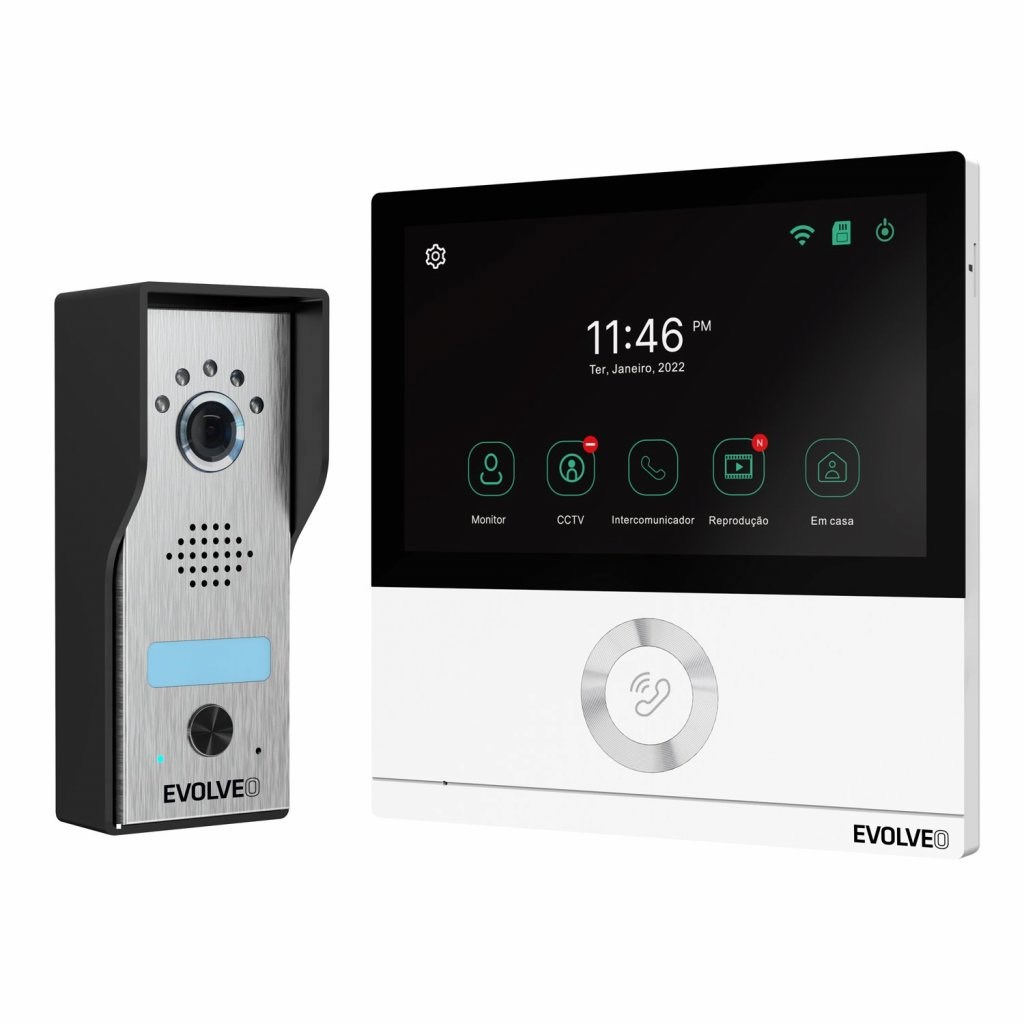 EVOLVEO DoorPhone AHD7,  Sada domácího WiFi videotelefonu s ovládáním brány nebo dveří bílý monitor0 