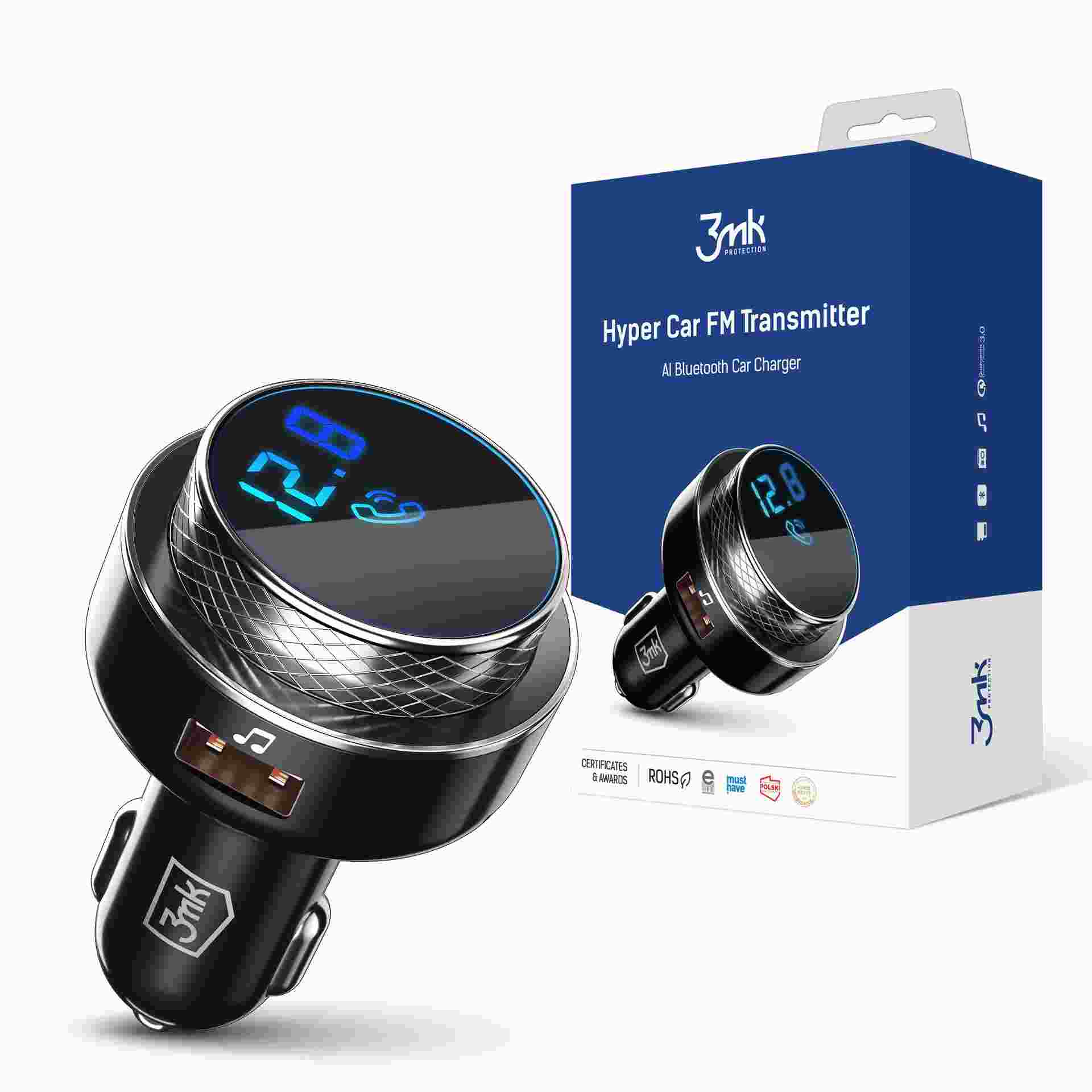 3mk nabíječka do auta Hyper Car FM Transmitter1 