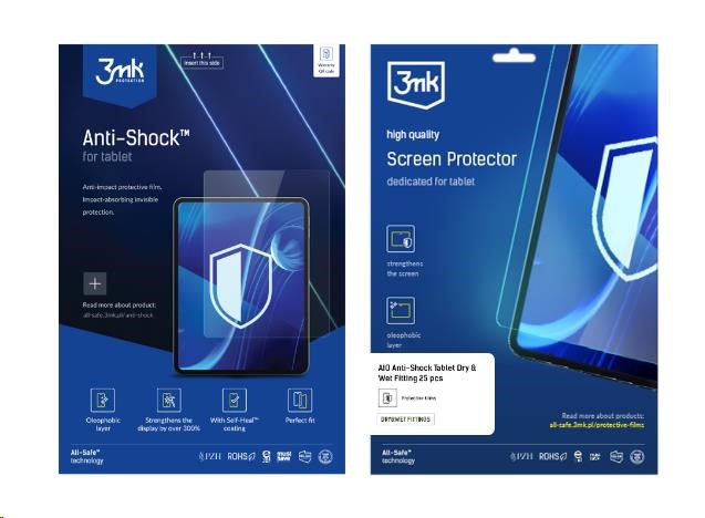 3mk All-Safe - AIO fólie Anti-Shock Dry & Wet Tablet,  5 ks0 