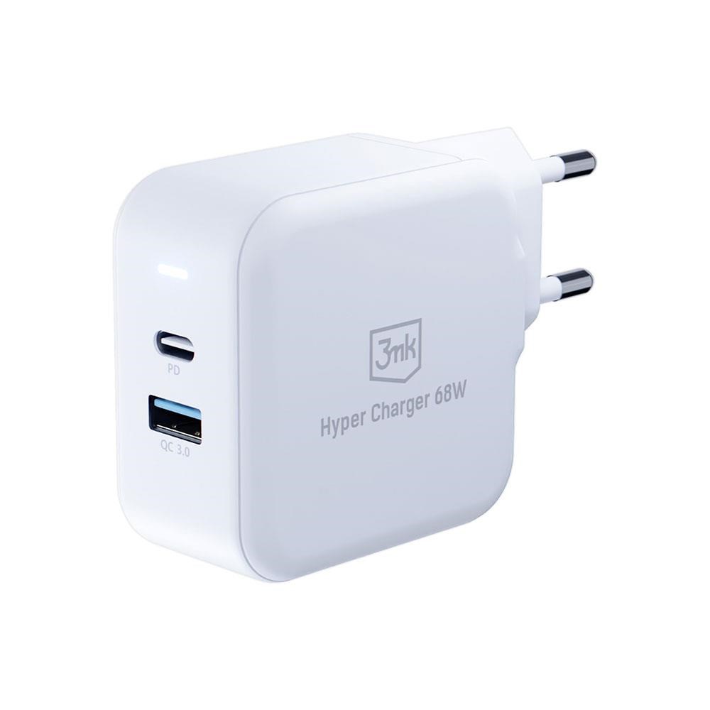 3mk síťová nabíječka - Hyper Charger 68W,  GaN,  1x USB-C (PD),  1x USB,  bílá4 