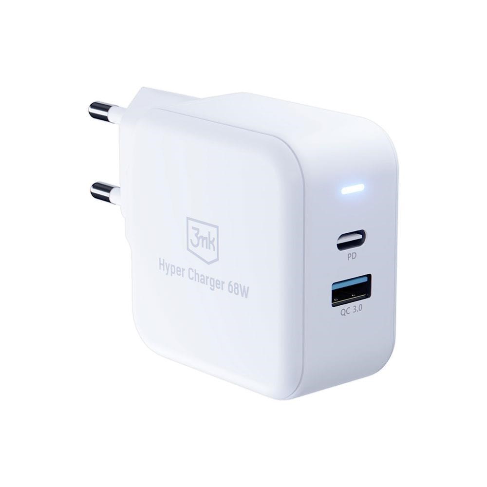 3mk síťová nabíječka - Hyper Charger 68W,  GaN,  1x USB-C (PD),  1x USB,  bílá5 