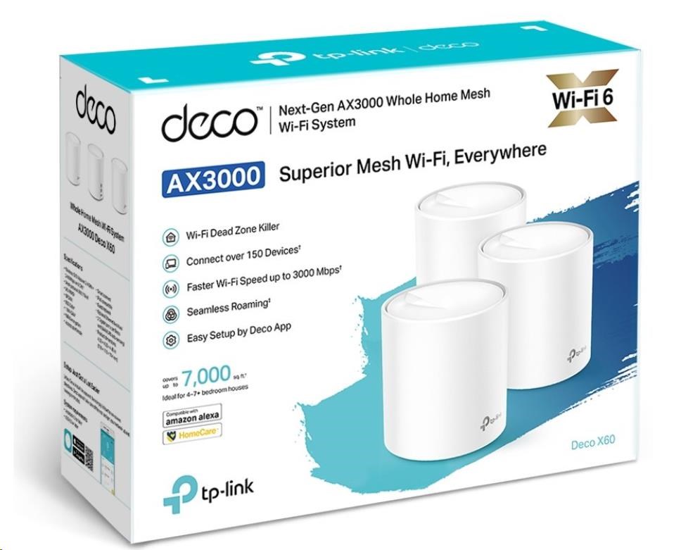 TP-Link Deco X60(2-pack) WiFi6 Mesh (AX5400,  2, 4GHz/ 5GHz,  2xGbELAN/ WAN)0 