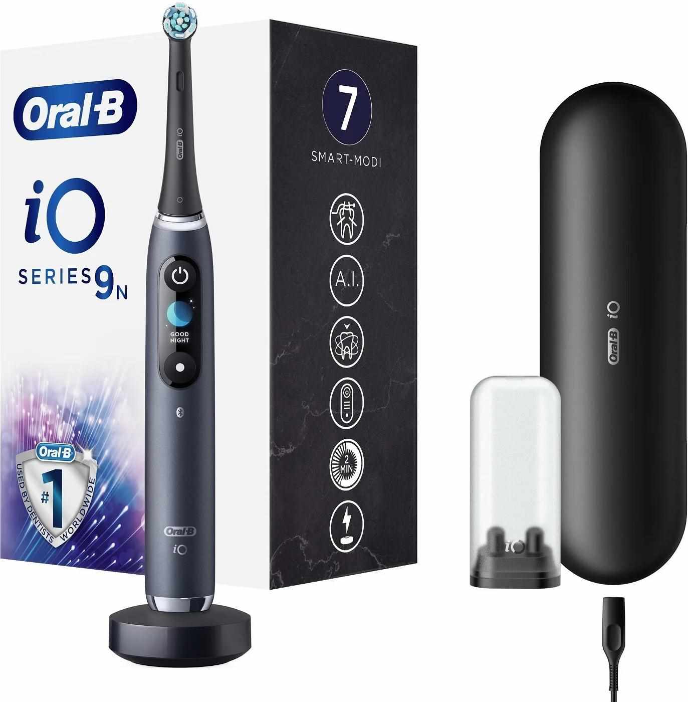 Oral-B iO Series 9 Black Onyx elektrický zubní kartáček,  magnetický,  senzor tlaku,  7 režimů,  OLED displej,  AI,  černý3 