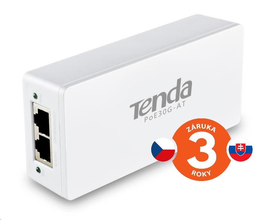 Tenda PoE30G-AT Gigabit Ethernet Power Injector,  30W,  802.3at,  802.3af, 48V, PD Autodet.0 