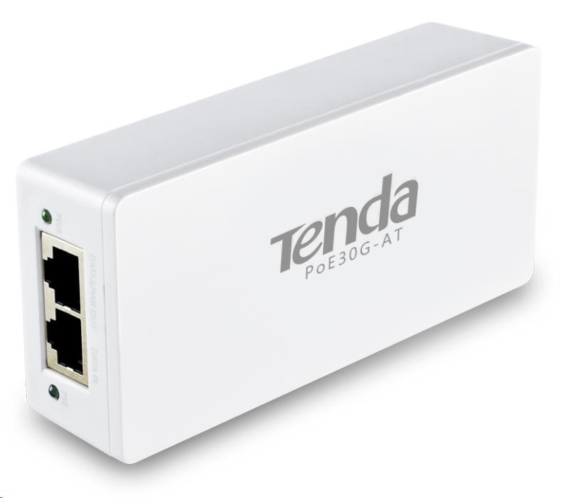 Tenda PoE30G-AT Gigabit Ethernet Power Injector,  30W,  802.3at,  802.3af, 48V, PD Autodet.3 