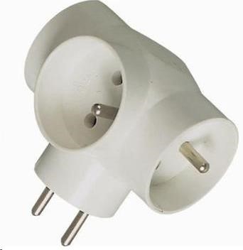 PREMIUMCORD Rozvádzač 230V 10A,  3x okrúhla zásuvka,  biely0 