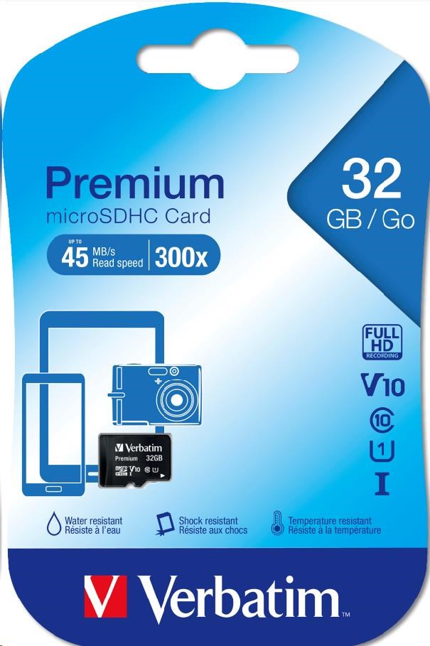 Karta VERBATIM MicroSDHC 32GB Premium,  U11 