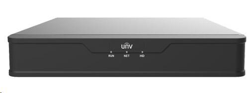 Uniview NVR,  8 kanálov,  8xPoE (max.108W),  H.265,  1x HDD (max.6 TB),  šírka pásma 64/ 48 Mb/ s,  HDMI,  VGA,  2xUSB 2.0,  zvuk, 0 