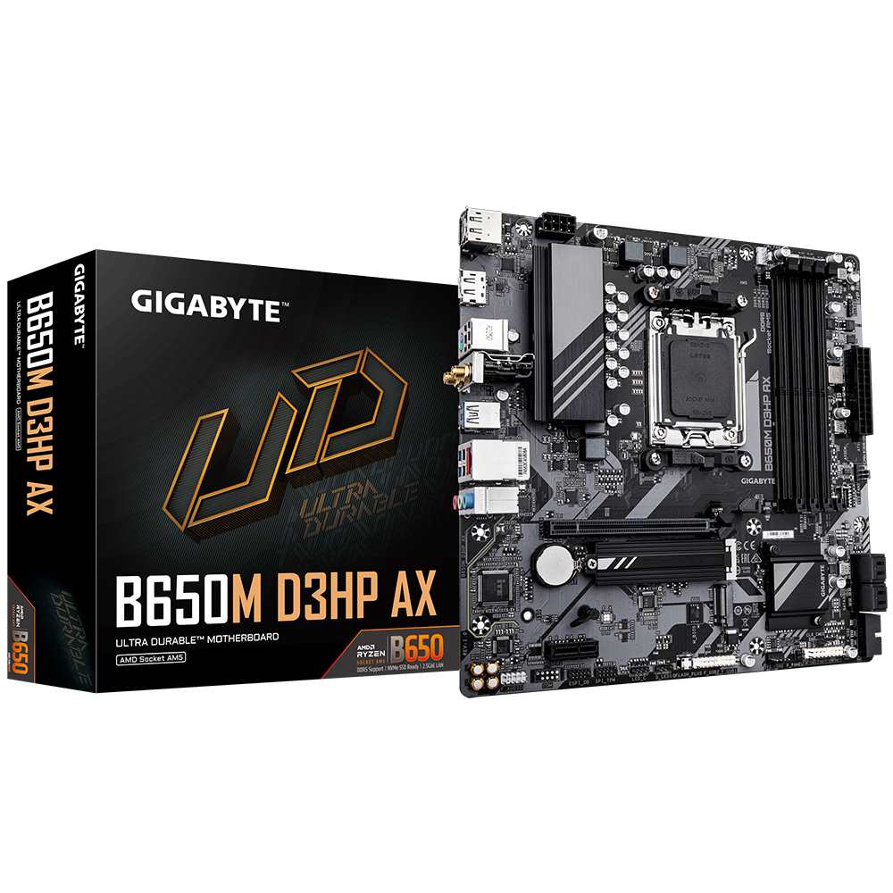 GIGABYTE MB Sc AM5 B650M D3HP AX,  AMD B650,  4xDDR5,  2xDP,  1xHDMI,  WiFi,  mATX0 