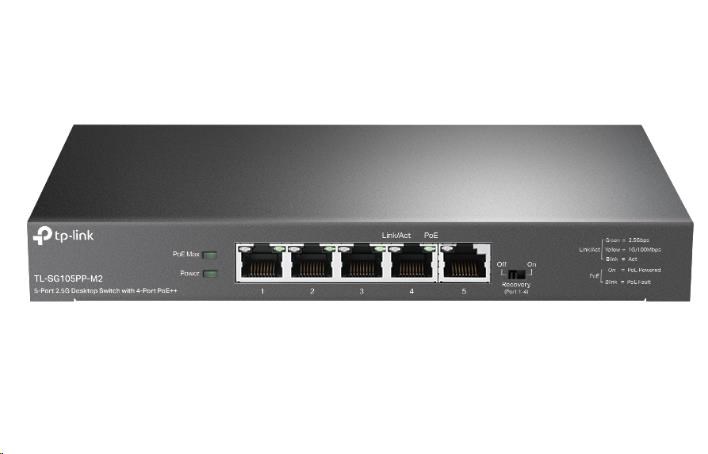 TP-Link switch TL-SG105PP-M2 (5x2, 5GbE,  4xPoE++, 123W,  fanless)0 
