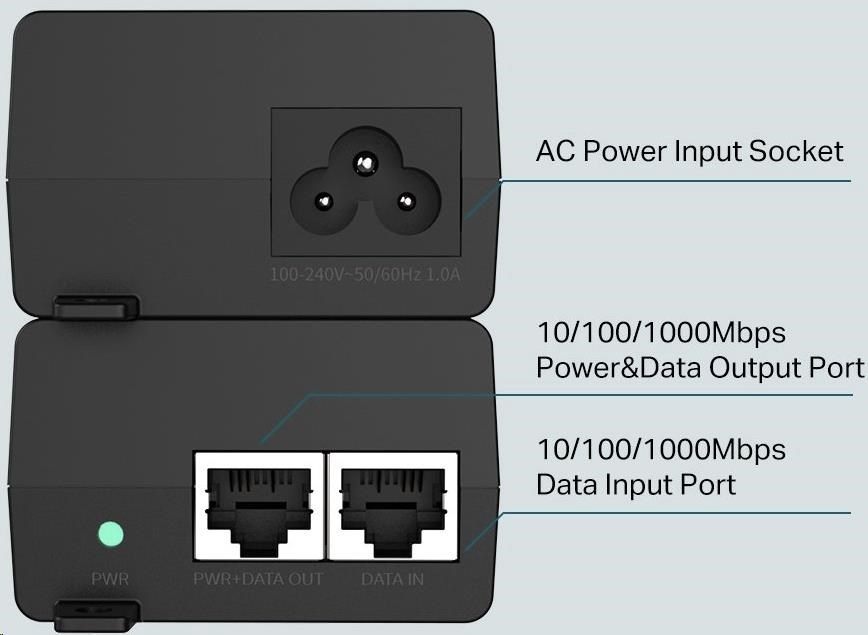 TP-Link POE160S PoE+ injektor (2xGbE, 802.3af/at, 30W)0 