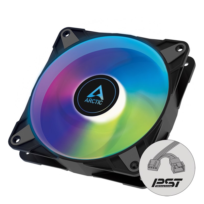ARCTIC ventilátor P12 PWM PST A-RGB, 120mm, 4pin, ARGB, PWM, černá0 